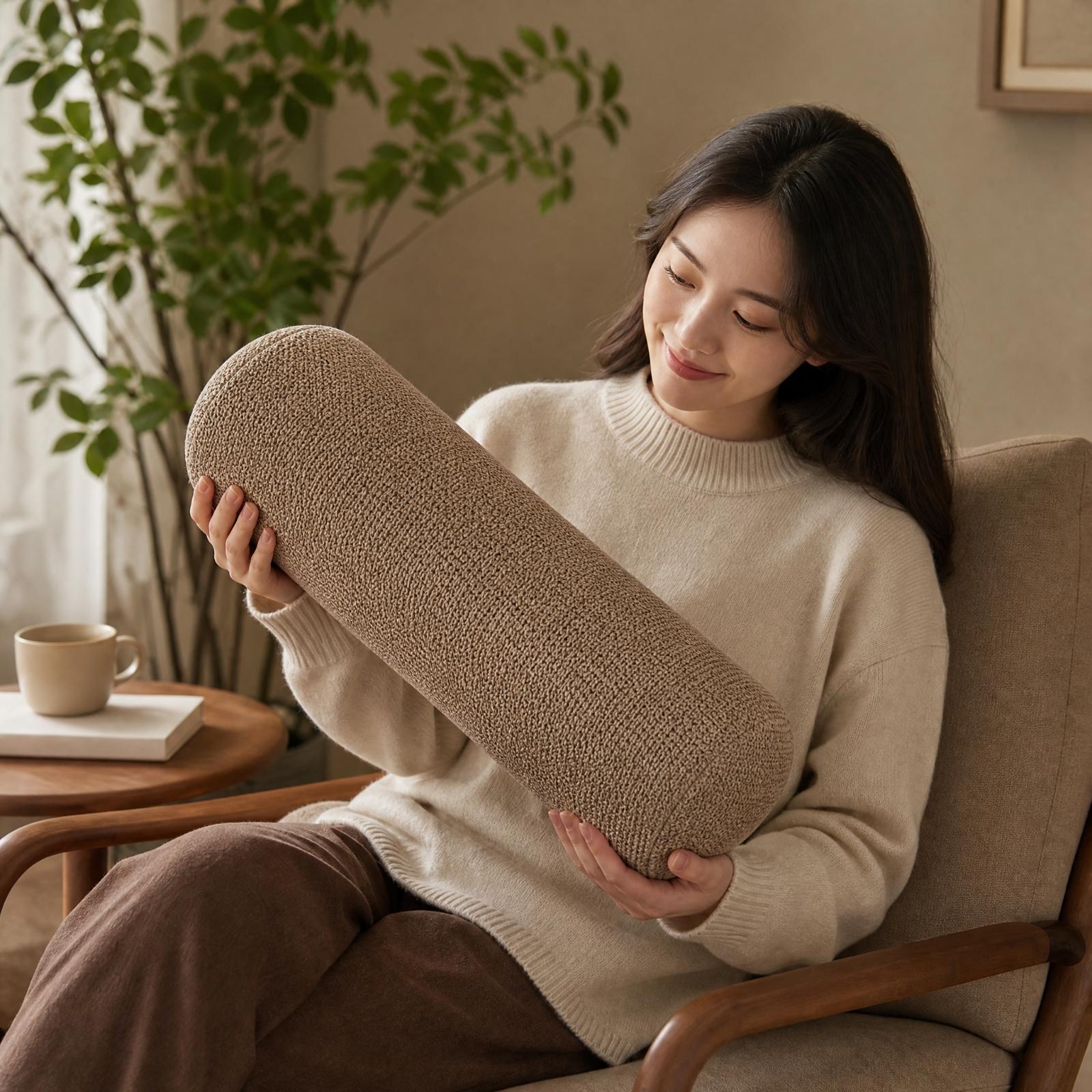 Bolster Cushion Round - หมอนเมมโมรี่โฟมทรงกระบอก หมอนรองหลัง หมอนรองคอ หมอนรองแขน สำหรับเตียง โซฟา