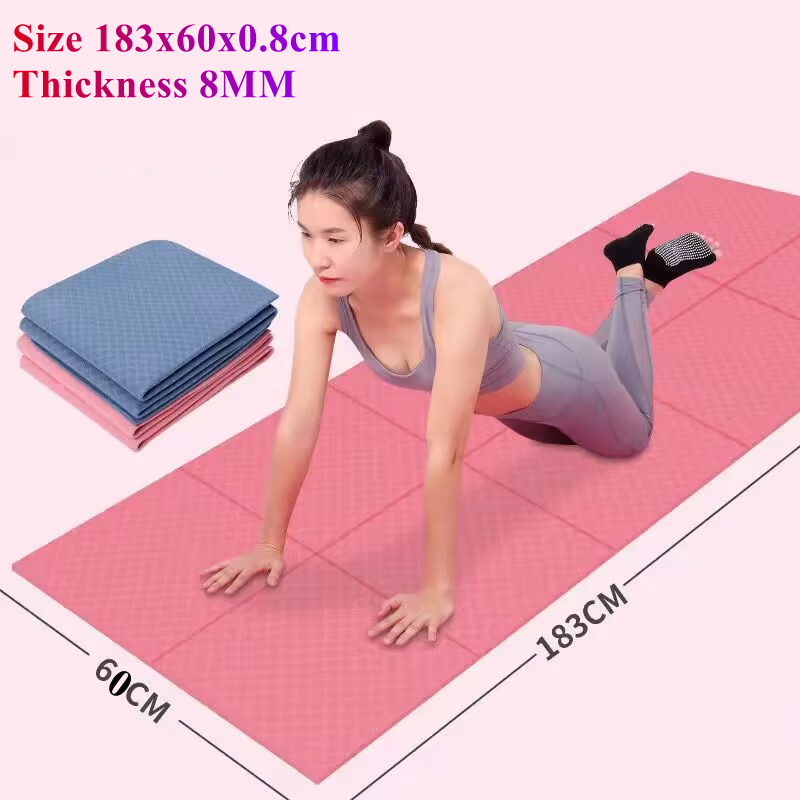 Pilates Yoga Mat Thickness - เสื่อโยคะพับได้แบบพกพา ขนาด 183x60 ซม. หนา 8