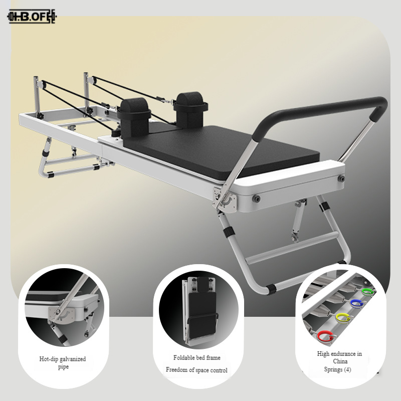 Pilates Yoga Training - อุปกรณ์ฝึกพิลาทิส, การฝึกกล้ามเนื้อแกนกลาง, เตียงพับได้, สปริงหนา, เตียงโยคะท่อเหล็กชุบสังกะสีแบบจุ่มร้อน