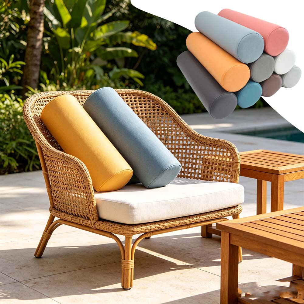 Bolster Cushion Round - หมอนรองหลังทรงกระบอกเพื่อสุขภาพ บรรเทาอาการปวด หมอนรองคอแบบนุ่ม รองรับศีรษะในรถยนต์ หมอนรองหลังสำหรับเก้าอี้สำนักงาน