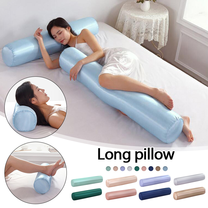 Bolster Cushion Round - หมอนรองคอแบบม้วนทำจากไหมน้ำแข็งขนาด100ซม. หมอนโซฟาทรงกระบอกยาวพร้อมแกนถอดออกได้