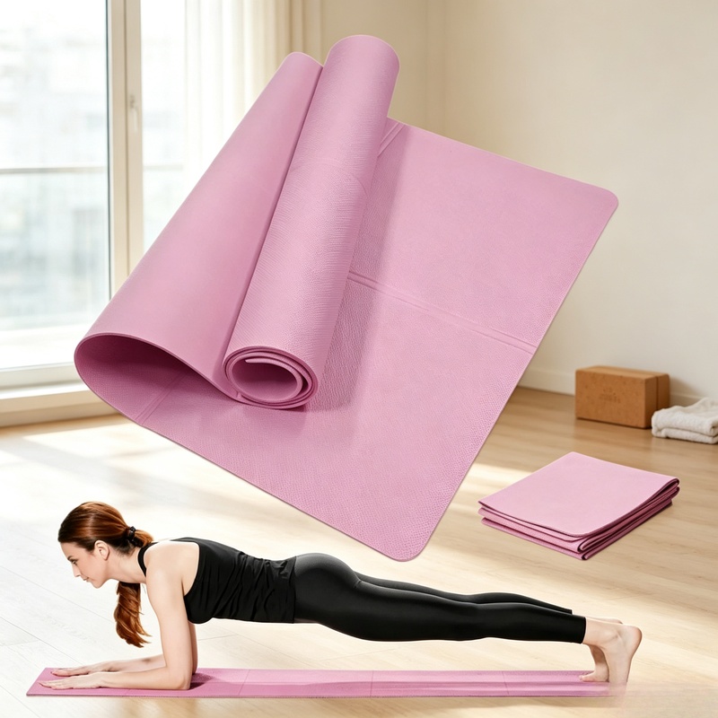 Pilates Yoga Mat Thickness - แผ่นรองออกกำลังกายโยคะ หนา 4 มม. ป้องกันการลื่น พกพาสะดวก