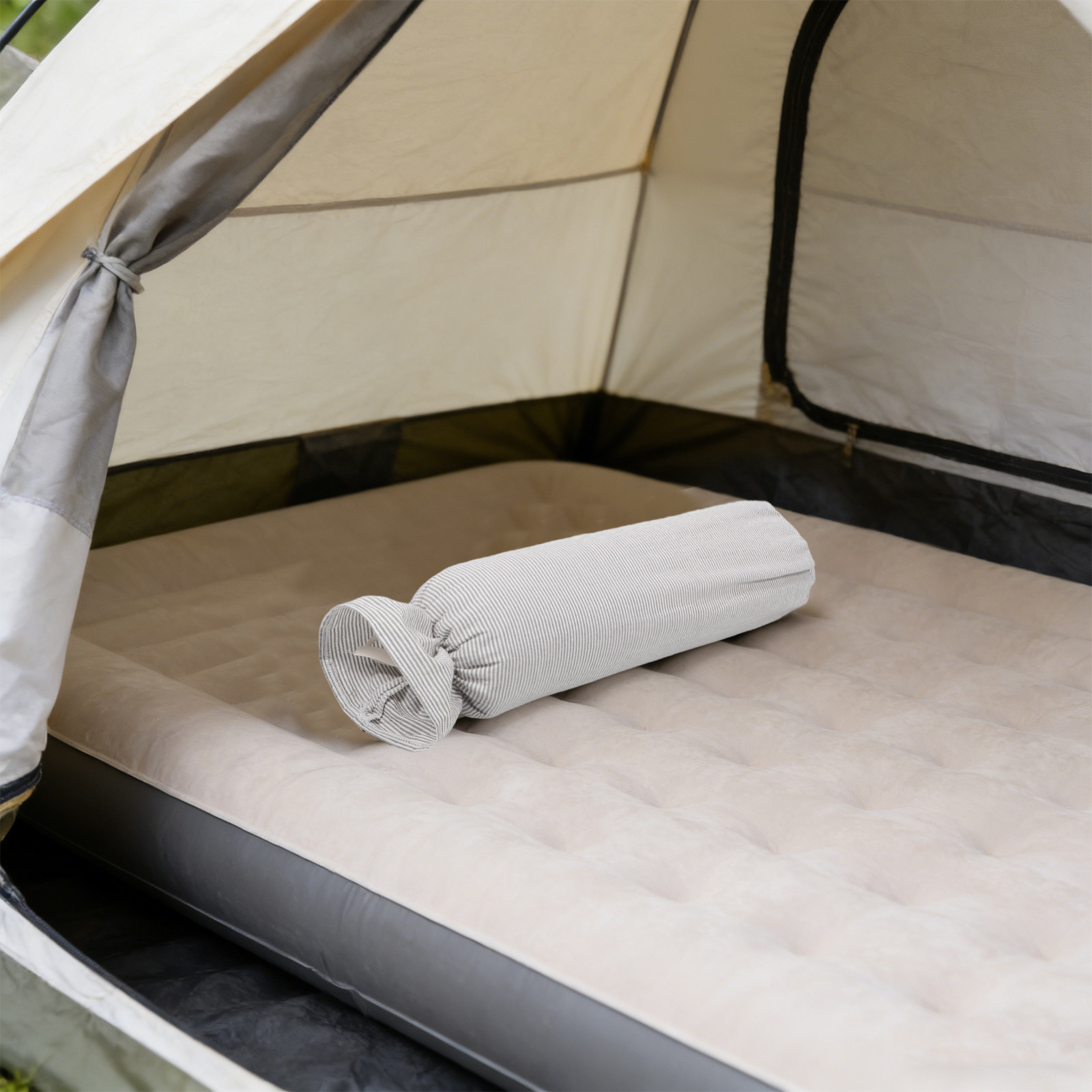 ปลอกหมอนทรงกระบอกสีเทาอ่อน ผ้า - Bolster Cushion Round บทวิจารณ์และราคา
