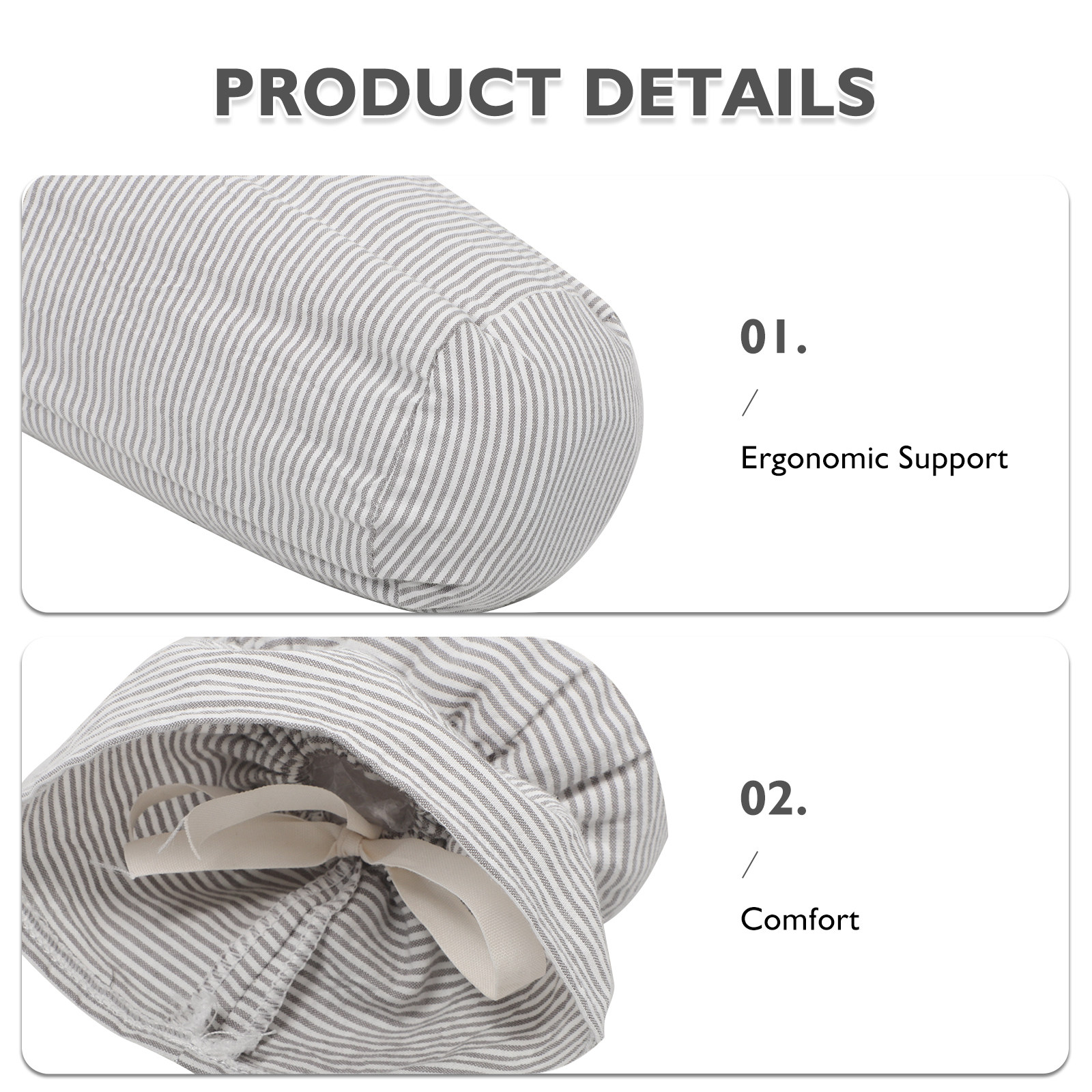 ปลอกหมอนทรงกระบอกสีเทาอ่อน ผ้า - Bolster Cushion Round บทวิจารณ์และราคา